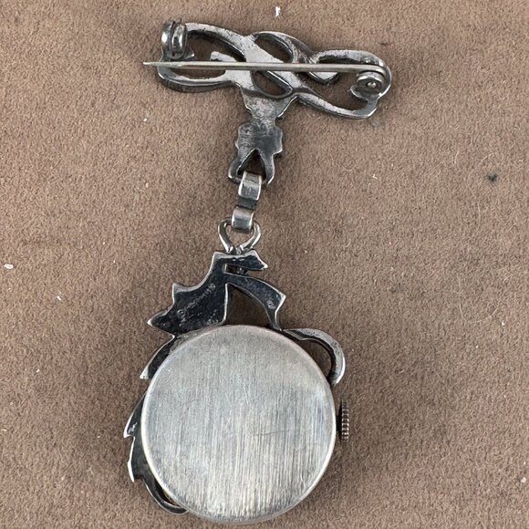 Fabulous Vintage 1920's Gotham Ladies Flower Art Deco Broach, Pendant Watch - Picture 5 of 6